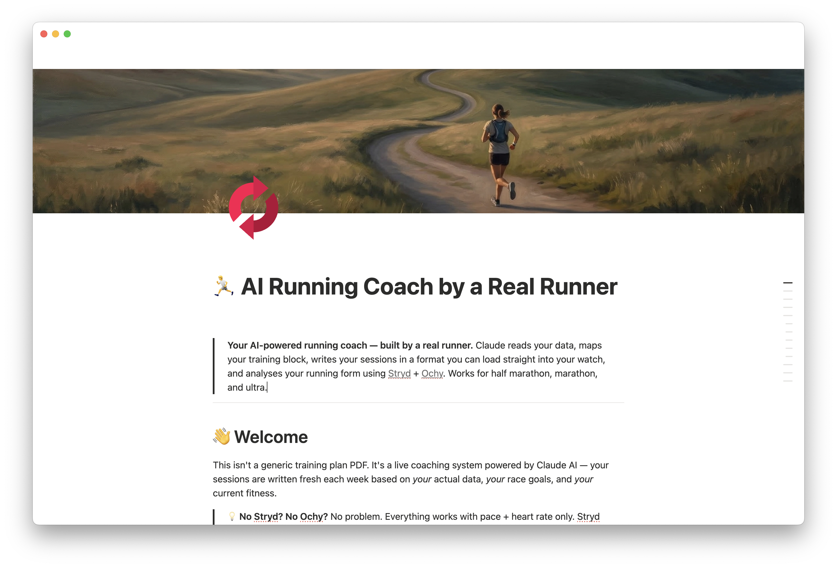 IcuSync Notion Template - Training log, weekly review, plan builder, and prompt reference workspace